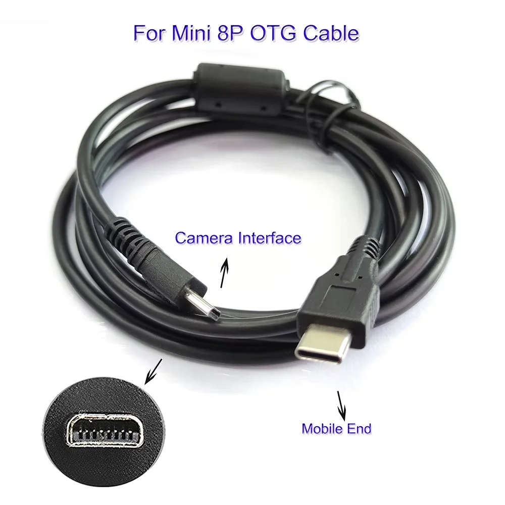 OTG Cable for Camera Type-C to MINI 8P B ; Android phone connected SLR camera Data Cable Connector, File Transfer