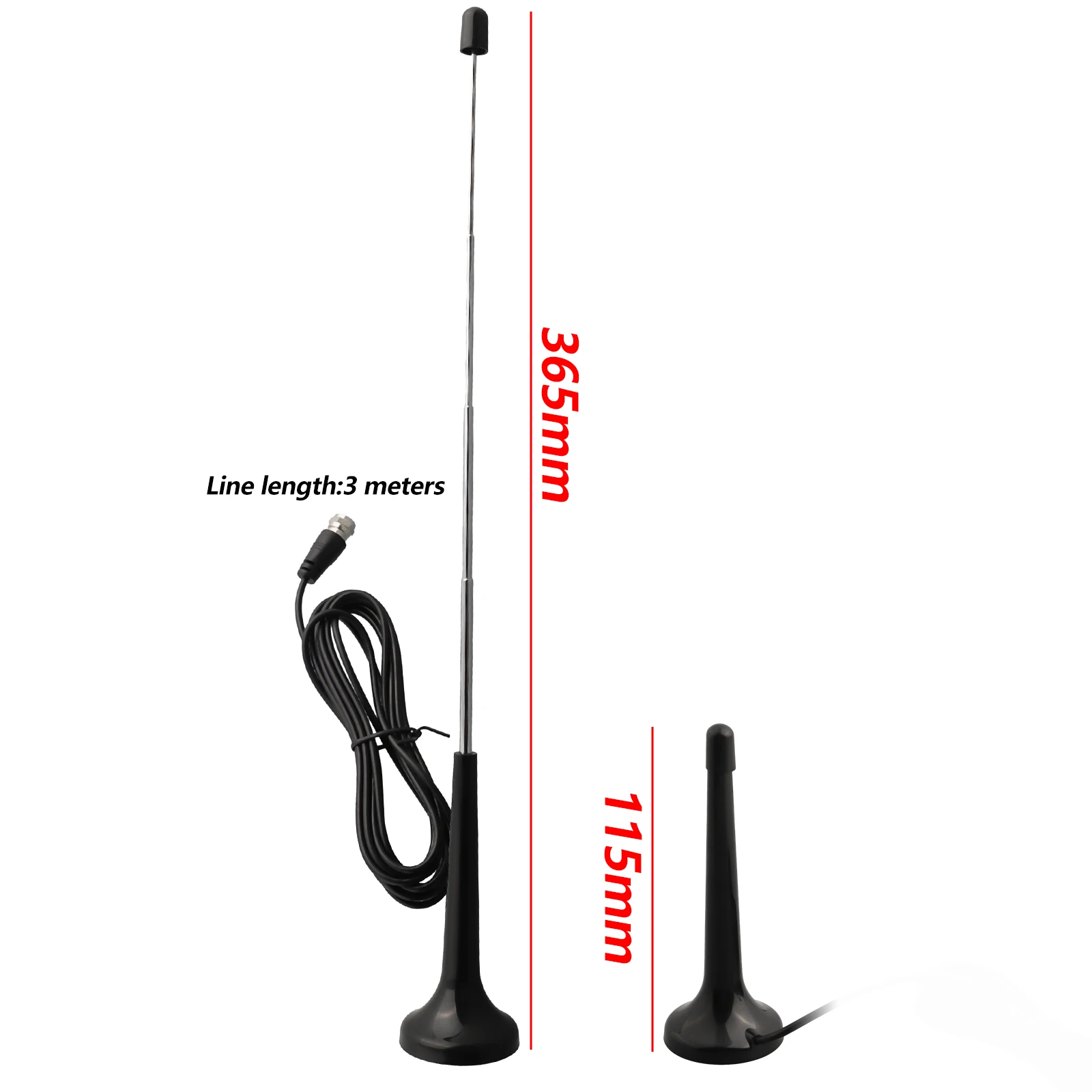 

3meters FM Radio Antenna DAB Telescopic Antenna With Magnetic Base 3Plug Adapters H9999999999999999999999999999999999