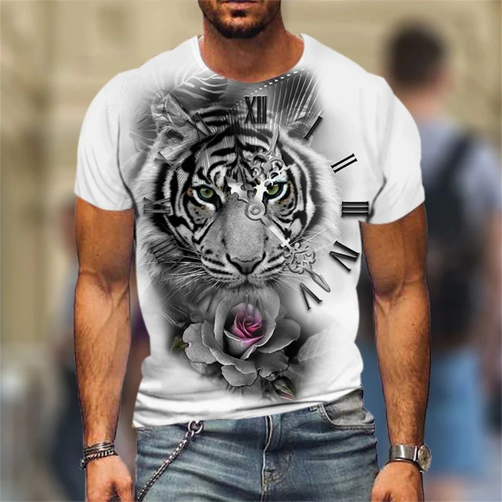 Summer Retro T-Shirt Animal Lion 3d Print Fashion Short Sleeve Tops Oversized Clothing Sweatshirt Fitness T Shirt For Men