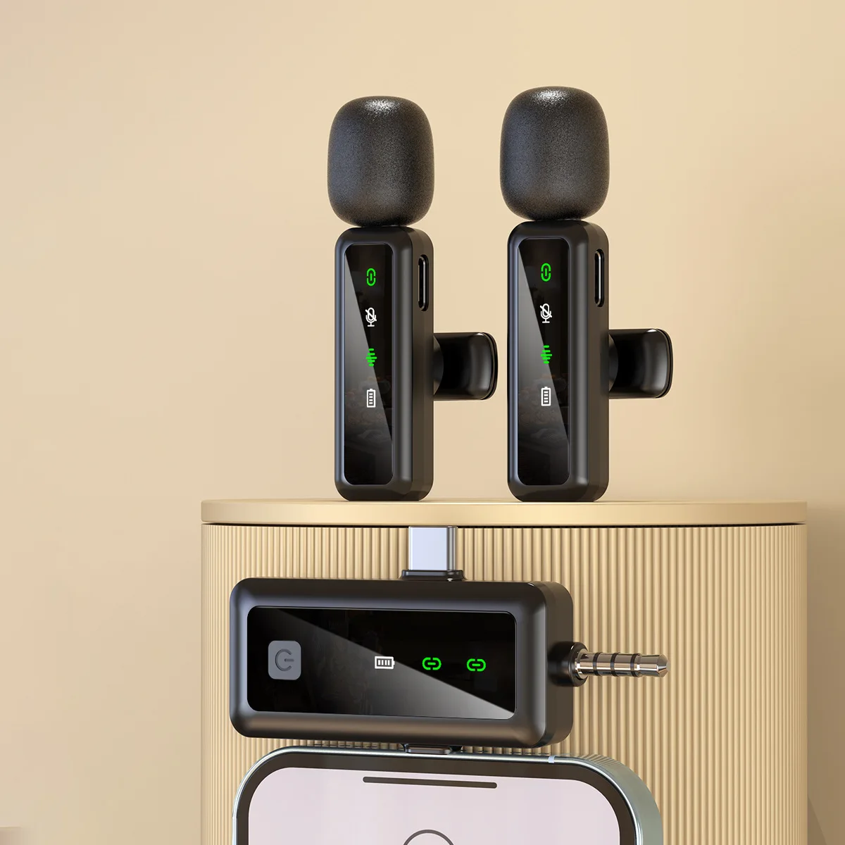 H65 One-To-Two For Phone And Computer Live Streaming Wireless Lavalier Microphone Recording Bluetooth 5.3
