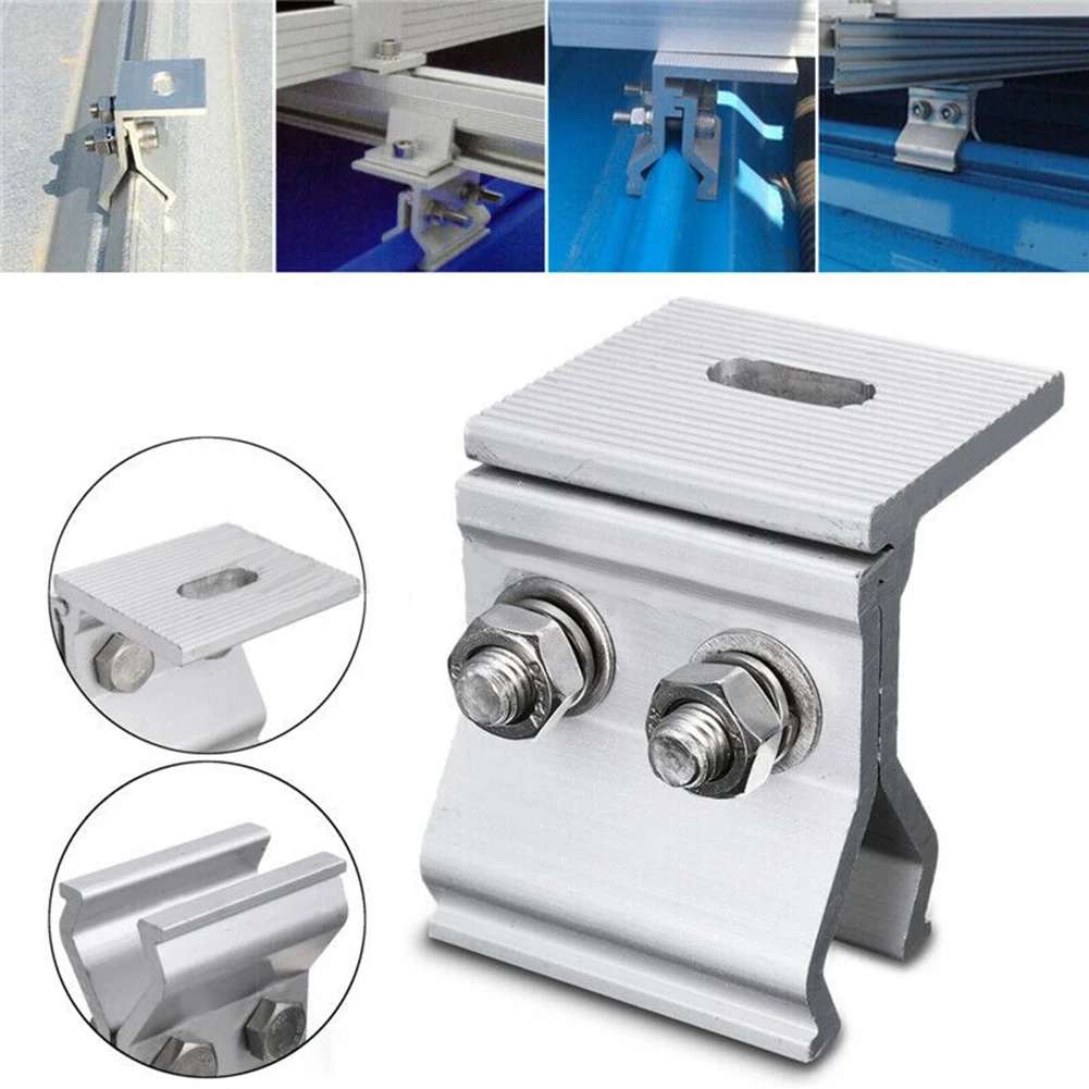 1/4pcs Solar Panel Mounting Bracket Flat Roof Mount Photovoltaic Stainless steel Fixing Clamp System Installation Accessories