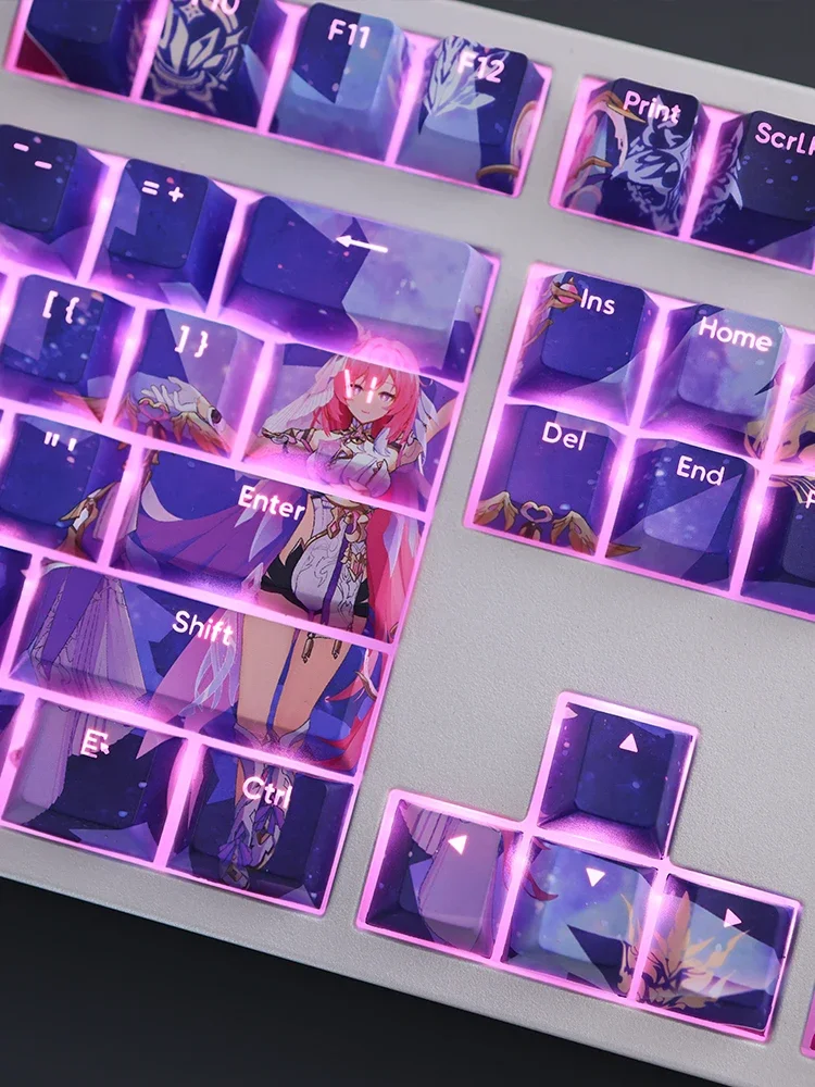 Elysia 108 Keycap PBT DYE Sublimation Honkai Impact Light Transmitting Cherry Switch Cross Key Cover for Mechanical Keyboard