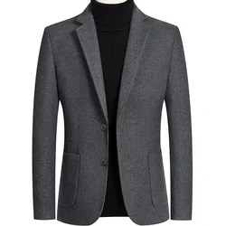 New Spring Autumn Men Woolen Blazers Jackets Cashmere Business Casual Suits Coats Quality Male Slim Blazers Wool Coats Size 4XL