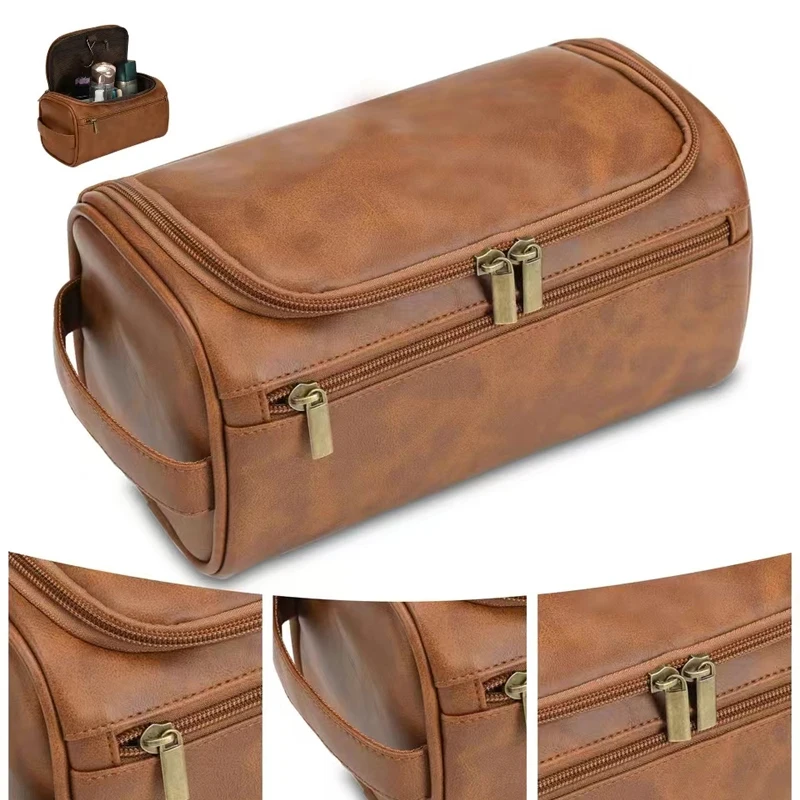 NEW Leather Toiletry Bag for Men Women Dopp Kit Mens Hanging Toiletry Bag Travel Bag for Traveling Large Cosmetic Bag for T