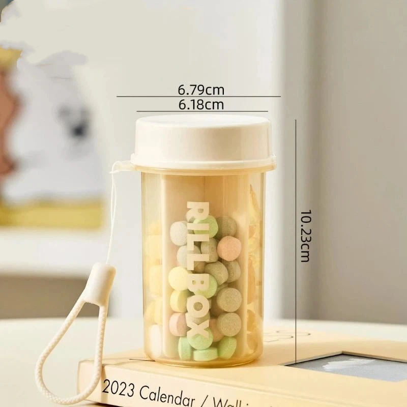 Portable Pill Box Travel Medicine Organizer Small Capsule Bottle Case with Compartments Keychain Tablet Holder for Purse Bag