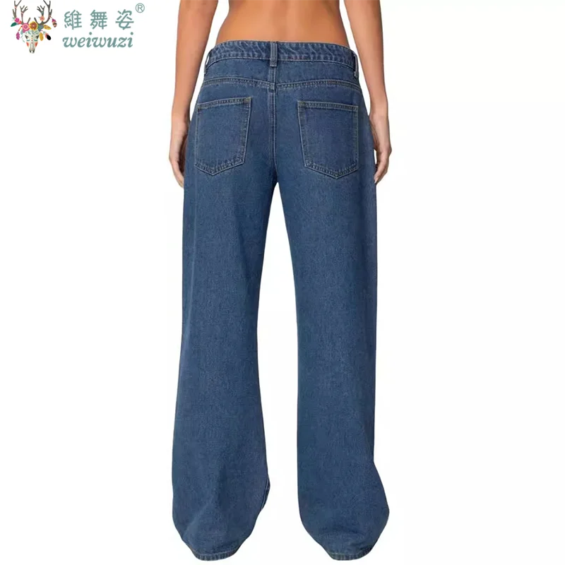 Dames denim broek jeans sexy lage taille wijde pijpen broek met zakken mode casual lange broek 2026 nieuwe Koreaanse streetwear