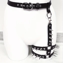 1 Piece Black Leg Belly Band PU Leather Belt with Gothic Festival Carnival Outfit