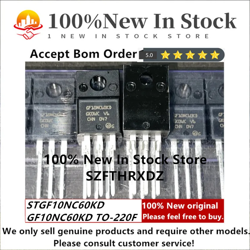 100% NEW ORIGINAL STGF10NC60KD TO-220F GF10NC60KD TO220F Trans IGBT Chip N-CH 600V 9A 25W 3-Pin