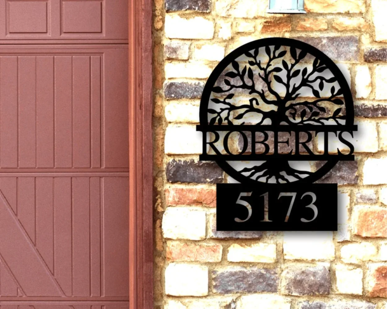 Charming Personalized Name Address Sign, A Metal Plaque with House Numbers, Ideal for Farmhouse Decor and Address Identification