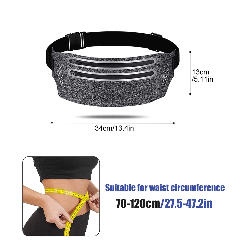 حزمة مراوح عاكسة مقاومة للماء مع فتحة لسماعة الأذن وجيوب متعددة - حقيبة خصر قابلة للتعديل لتشغيل حفلة اللياقة البدنية والسفر