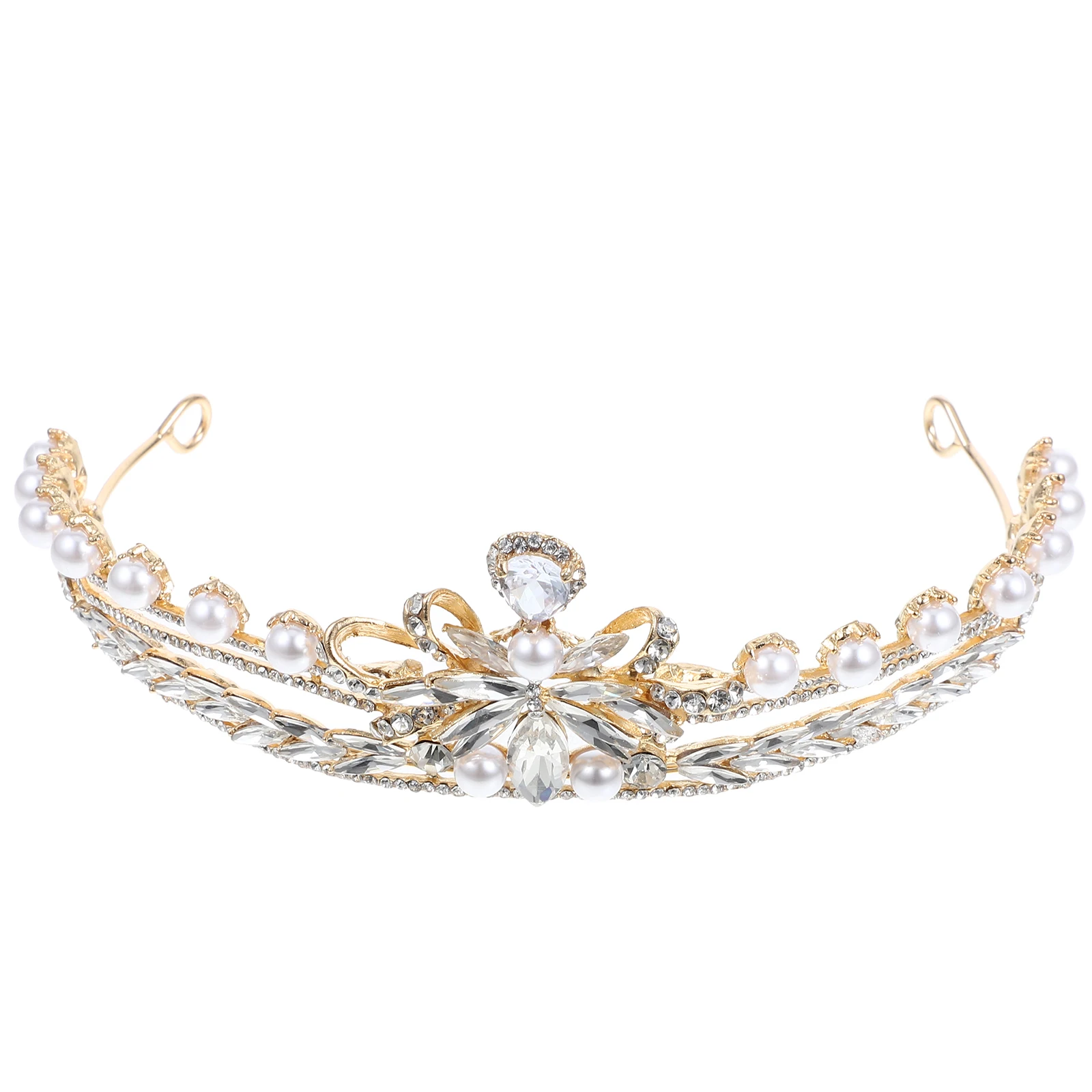 

Pearl Bow Crown Imitation Pearl Rhinestone Bridal Tiara Bride Headgear for Weddings Birthdays Special Celebrations