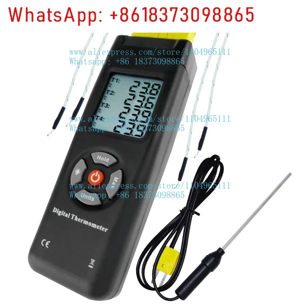 

Цифровой термопарный термометр типа K, 4-канальный измеритель температуры типа K из металла и шарика с подсветкой