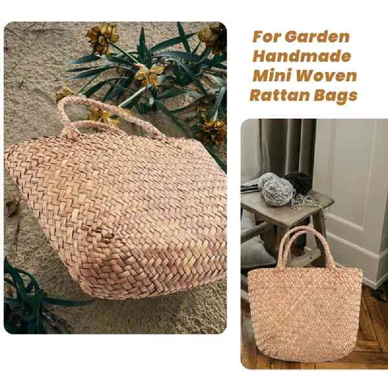 Casual Straw Bag Natural Wicker Tote Bags Women Braided Handbag For Garden Handmade Mini Woven Rattan Bags