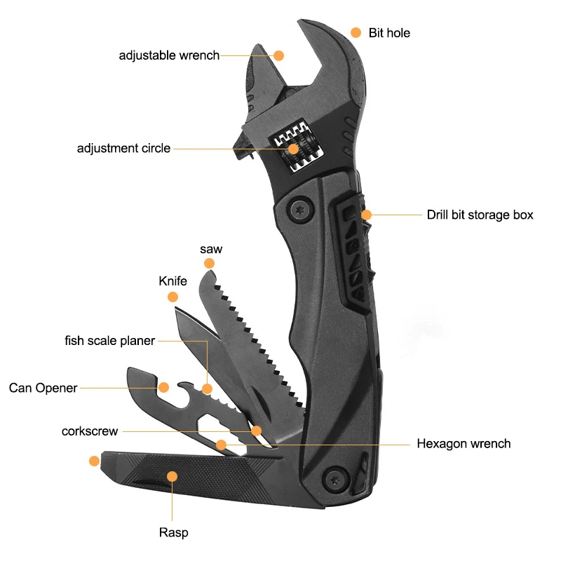 Mini Multi Functional Wrench Outdoor Screwdriver Folding Knife Saw EDC Combination Household Hand Tools