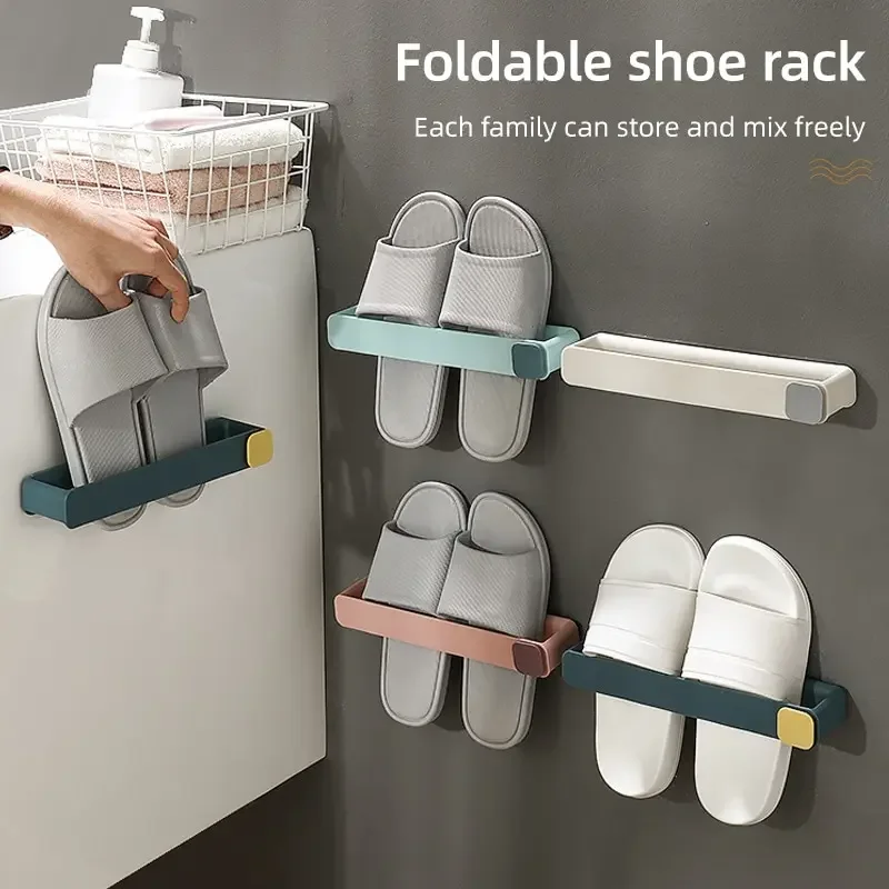 Bathroom Slipper Shelf - Wall-Mounted Shoe Rack Organizer with Space-Saving One-Piece Design and Hanging Storage Solution