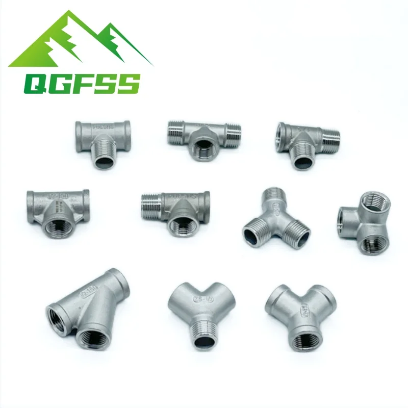 

304 Stainless Steel Male Female Thread Tee Connector BSPT Pipe Connector Fitting 1/4" 3/8" 1/2" 3/4" 1" 1-1/4" 1-1/2" 2"