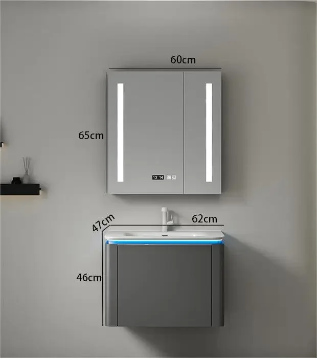 %￥Hot Sales Modern Luxury Design Bathroom Sink Cabinet with Induction Light for Hotel Use