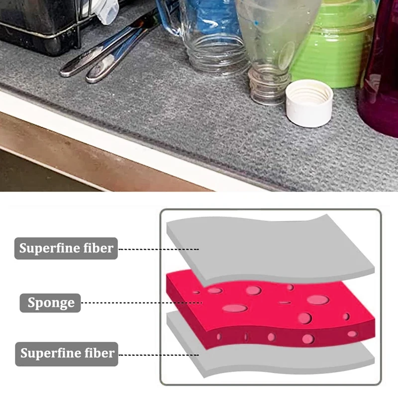 2 Pack Microfiber Dish Drying Mat,Absorbent Dish Drainer Kitchen Counter,Super Absorbent Dish Drying Pads 20X15 Inch