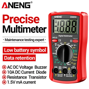 Multímetro Digital ANENG DM850 com 1999 Contagens, Testador Profissional de Tensão AC/DC, Ferramenta Automática de Detecção de Ohm e Amperímetro