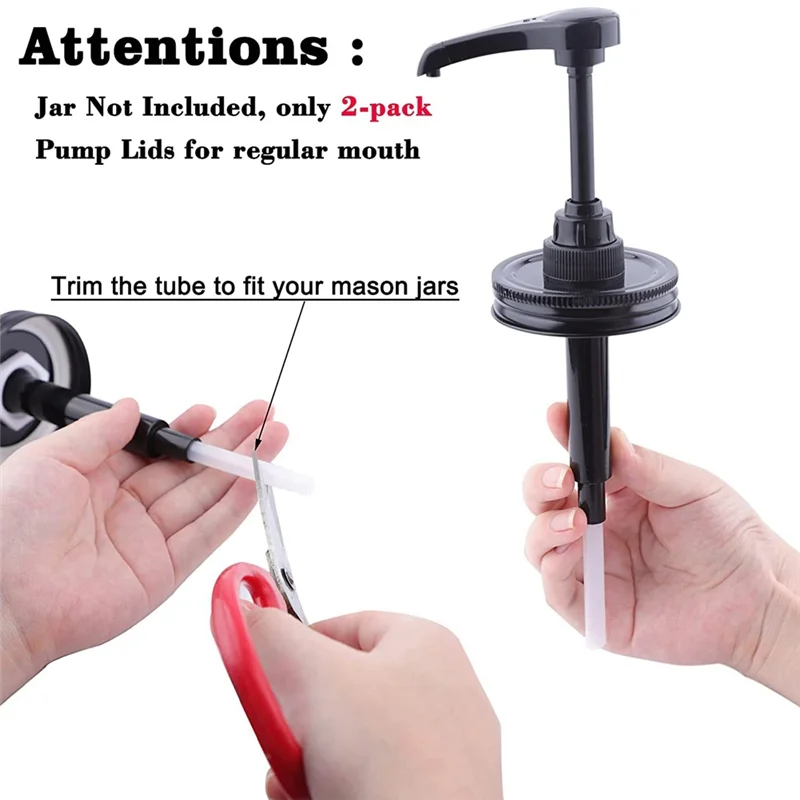 

A01F-Black Pump Dispenser Lid Airtight & Leak-Proof Kitchen Food Grade Coffee Syrup Dispenser Pump ,2 Pack