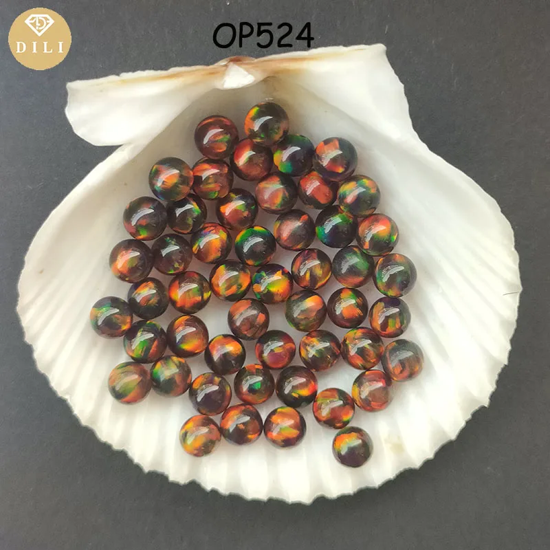 OP524 Black Color 2mm-10mm Lab Created Sphere Opal Aurora Fire Japan Jelly Opal Round Bead