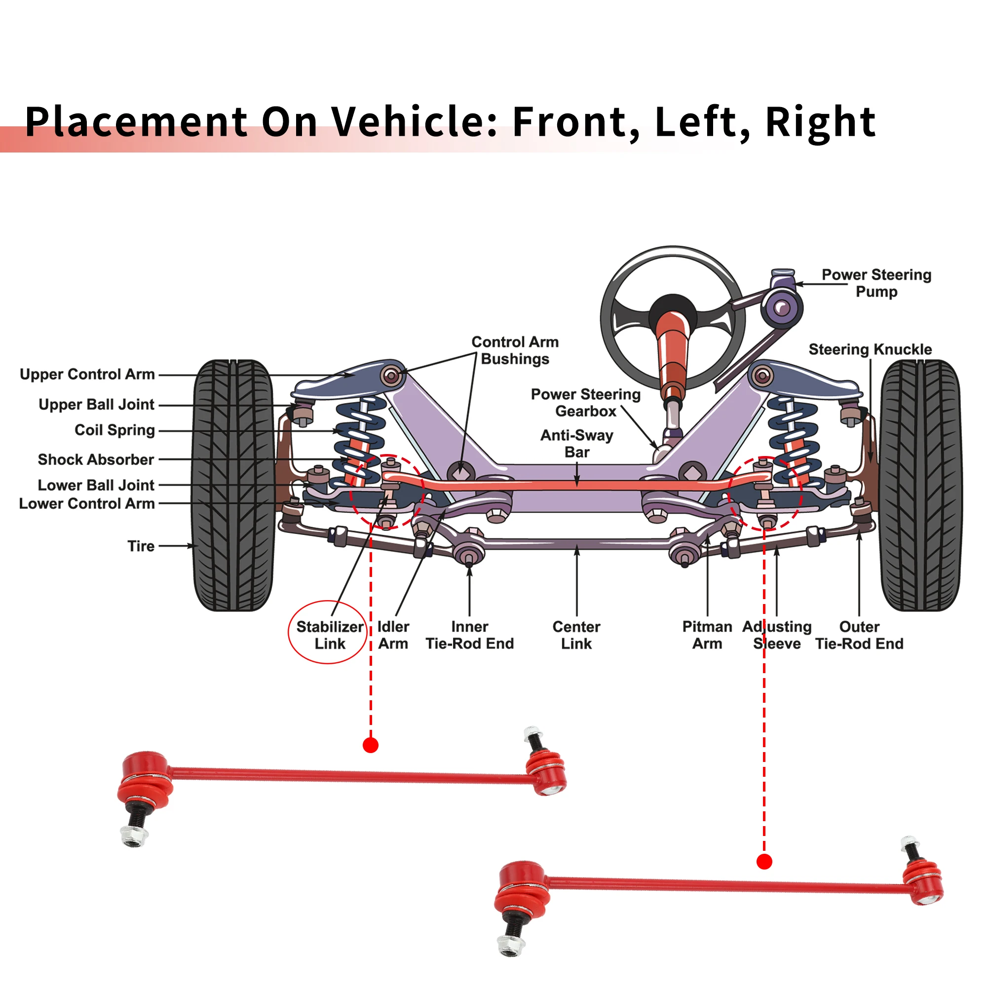 UXCELL 2 peças de kit de ligação estabilizadora de barra estabilizadora frontal para relé Saturn 05-07 No.K80852