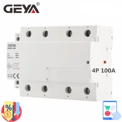 GEYA GYHC 4Pole 100A AC 220V 230V 50/60Hz Din Rail Household AC Modular Contactor Switch Controller Home Hotel Use