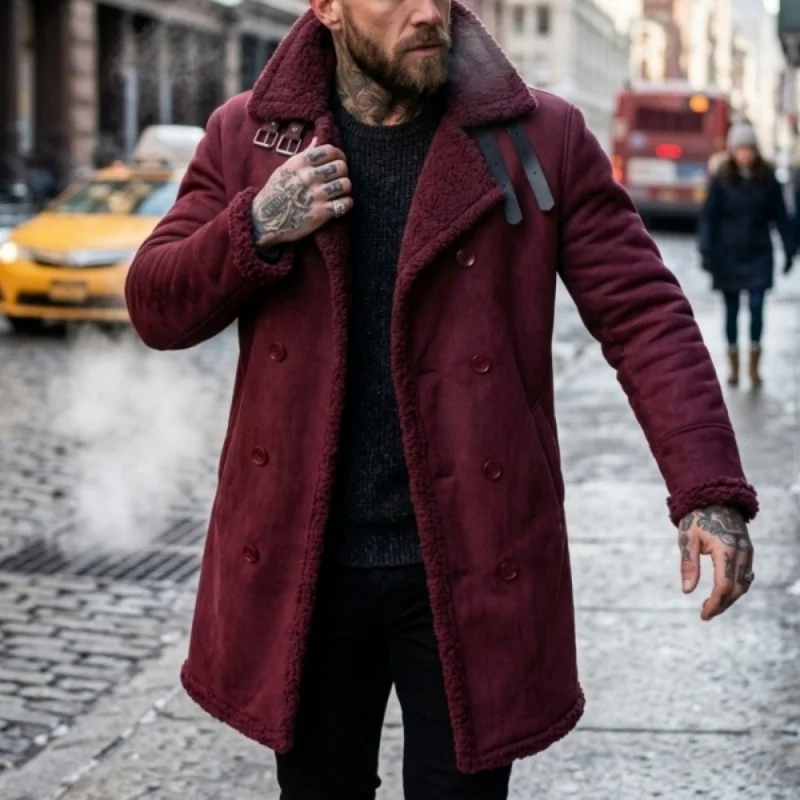 New Arrival Men’s Fleece-Lined Jacket Streetwear Men’s Warm Windproof Jacket Double-Breasted Hunting Hiking Men’s Winter Jacket