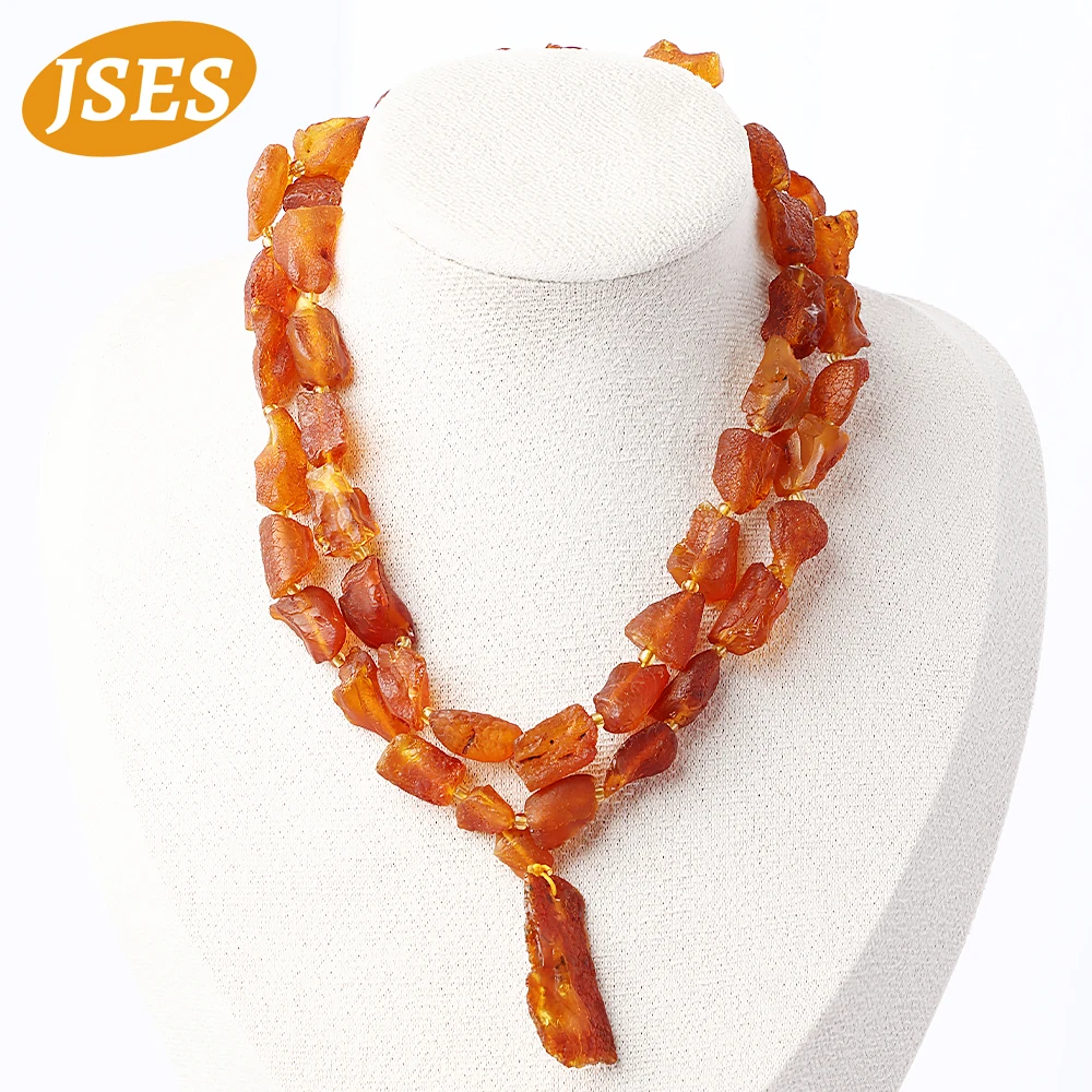 

AA Natural 75cm Blood Amber Beads Necklace DIY Stone Handmade Irregular Jewelry Unique Necklaces Gift Gift for Birthday Wedding