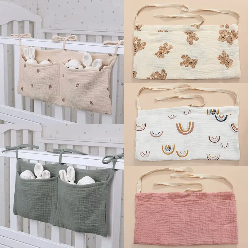 39x20cm 1PCS Large Baby Crib Storage Bag Cotton Multifunctional Newborn Bed Headboard Organizer For Kids The Bag In The Crib