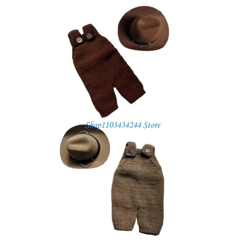 

Костюм ковбоя в стиле вестерн со шляпой для фотографии новорожденных. Бережно воздействует на кожу ребенка. Легко носить и для