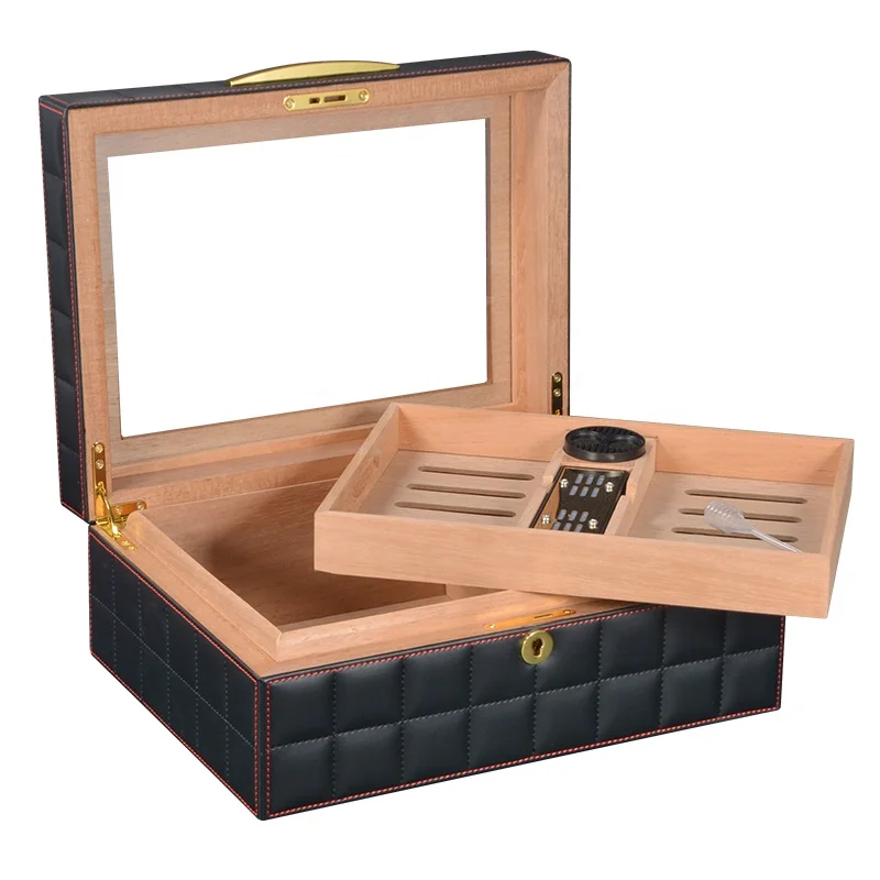 Volenx Factory Wholesale pu leather Cedar Humidor Cases Travel Leather brown color Cigar Case