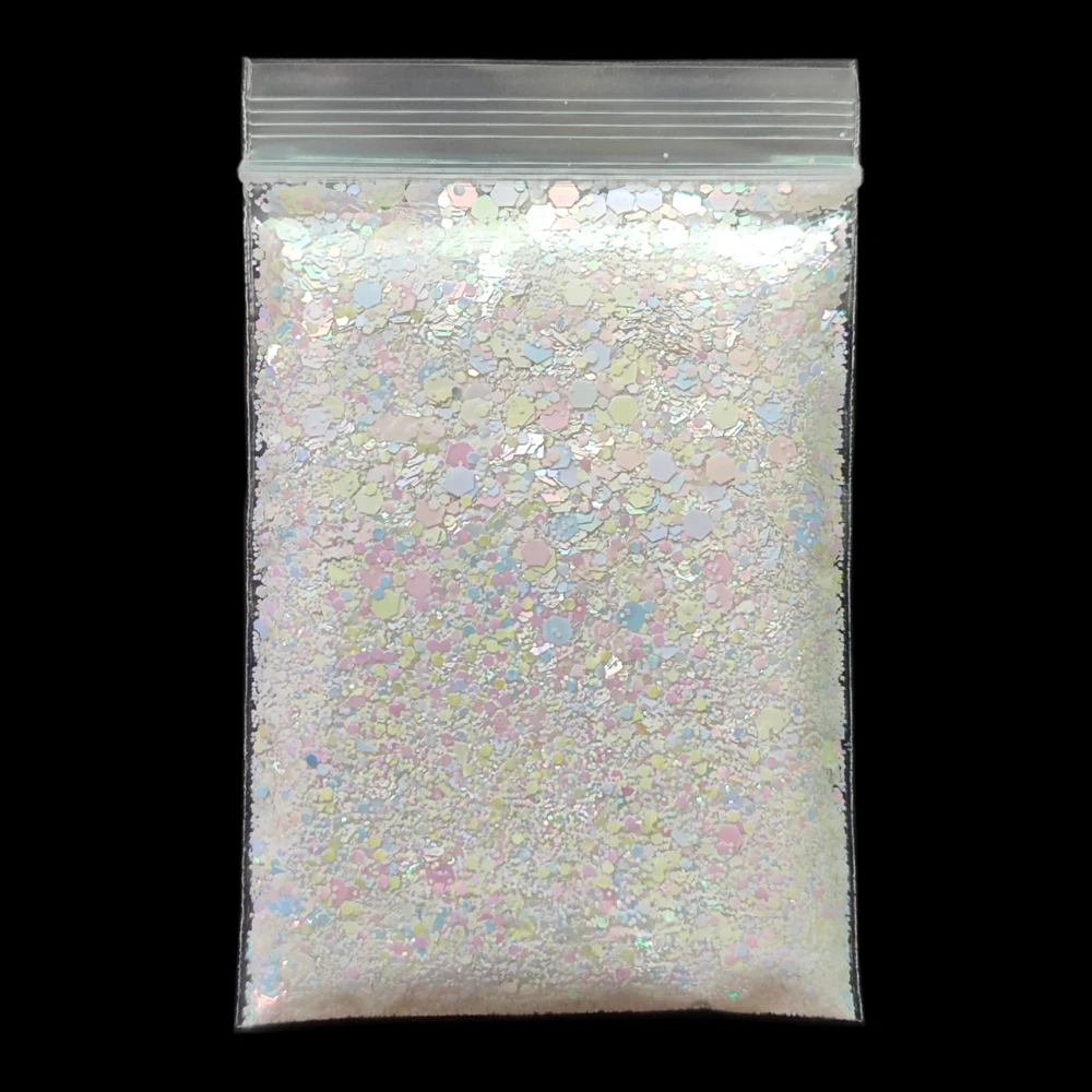 20g prego arte glitter mix tamanho hexágono flocos lantejoulas laser holográfico chunky manicure glitter camaleão fatias brilho pigmento