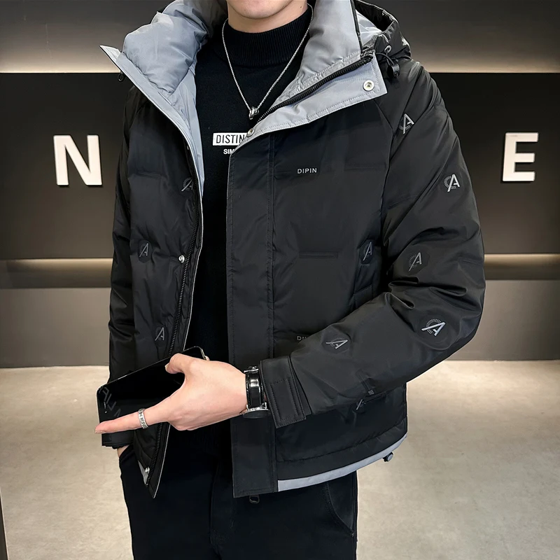 

Men's down Jaet Winter Faionable Sli Lightweight Thiened Casual Hooded Warm Coat Polyester Fiber Urban Sle ort