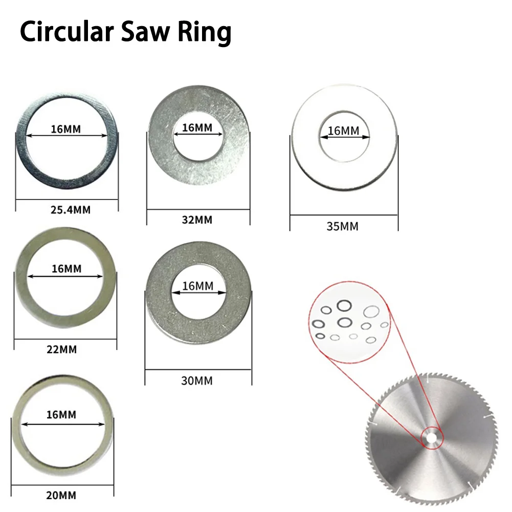 6Pcs/Set Circular Saw Ring For Circular Saw Blade Reduction Ring Conversion Ring Cutting Disc Cutting Washer  Woodworking Tools