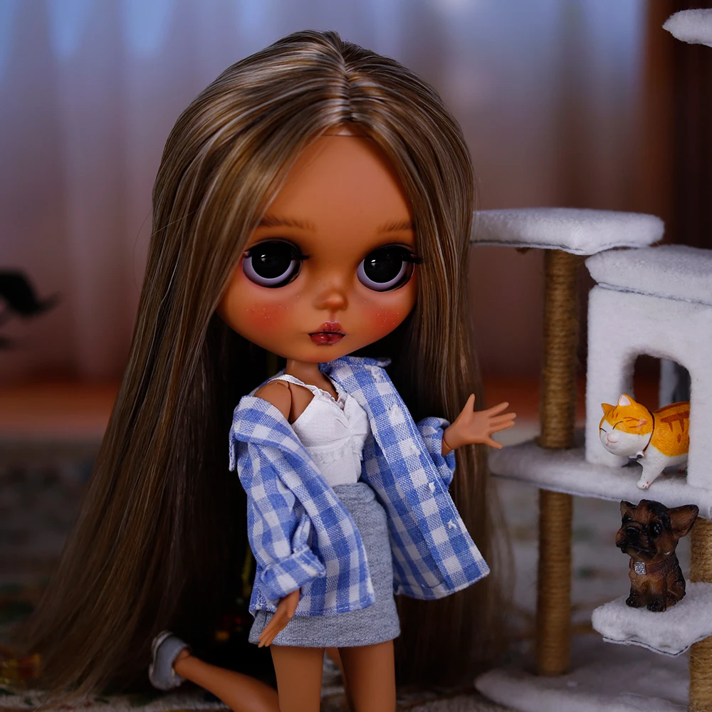 مجموعة فستان الدمية ICY DBS blythe كاجوال - قميص منقوش متعدد الاستخدامات لجسم مفصل الفتاة الأنيمي 1/6 BJD #5