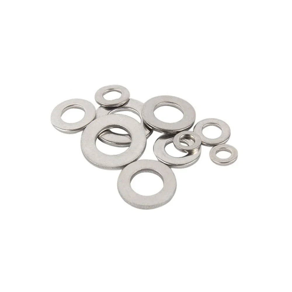 100pcs M1.6 M2 M2.5 M3 M3.5 M4 M5 M6 M8 304 Stainless Steel Flat Washer Plain Gasket