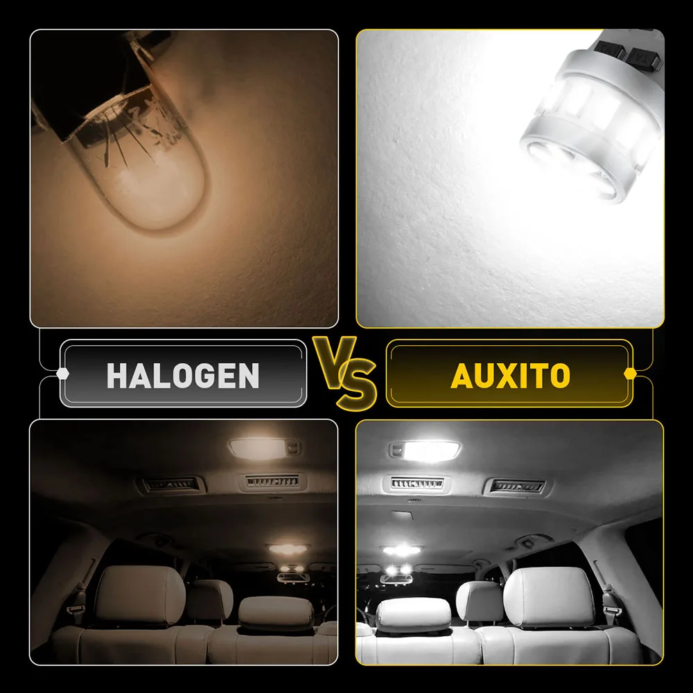 

AUXITO 10pcs T10 W5W LED Canbus No Error 194 168 Bulb 5W5 5W 12V Super Bright Car Interior Side Light License Plate Lamp White