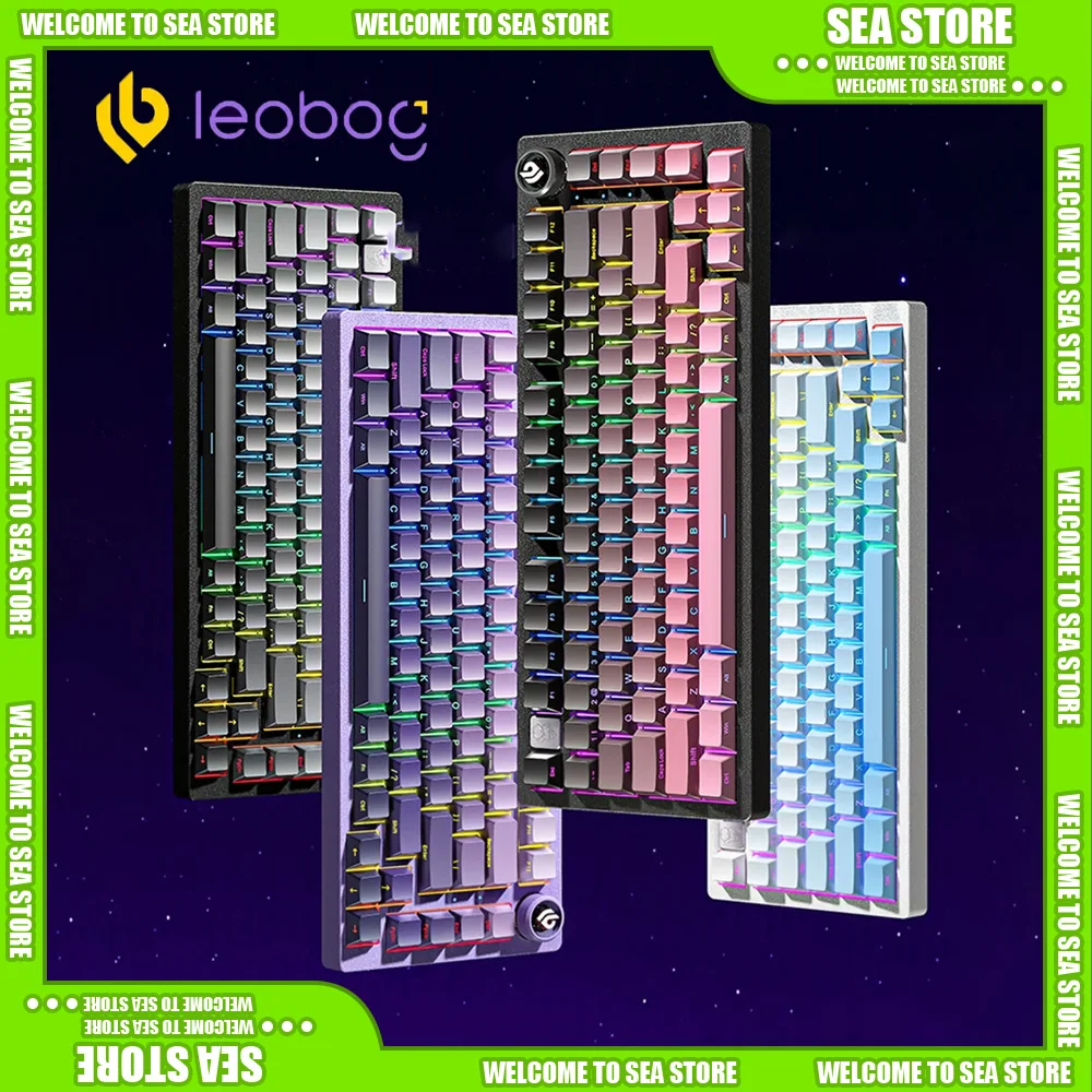 LEOBOG Hi75 Glitter Pink Side Mechanical Keyboards Aluminium Alloy Custom Gaming E-sports Keyboard Gaming E-sports Accessories