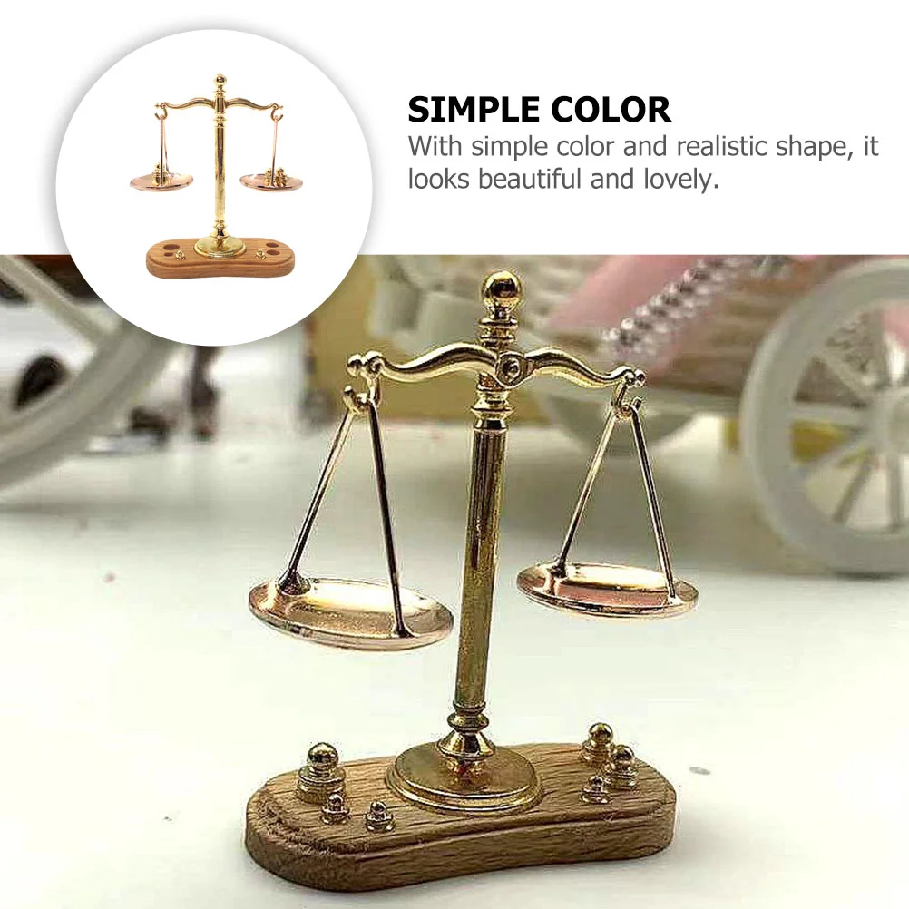 Simulation Balance Weight Scale Mini Miniature Toy Wooden Children Model Simulated Adorn Small Weighing