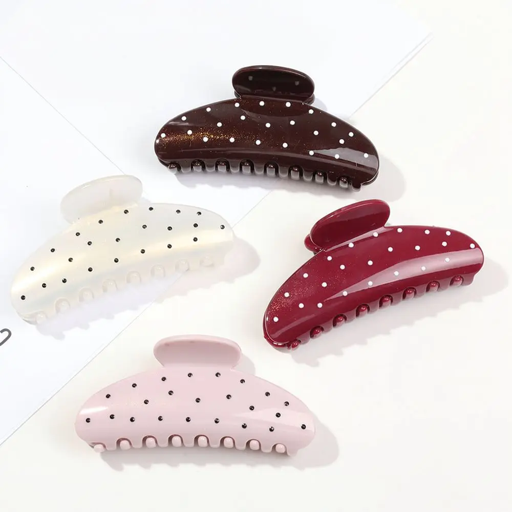Korean Style Hair Claw For QIYUE Women Polka Dot Pattern Elegant Shark Clip Geometric Hair Accessory Daily Bun Fastening Tool PC