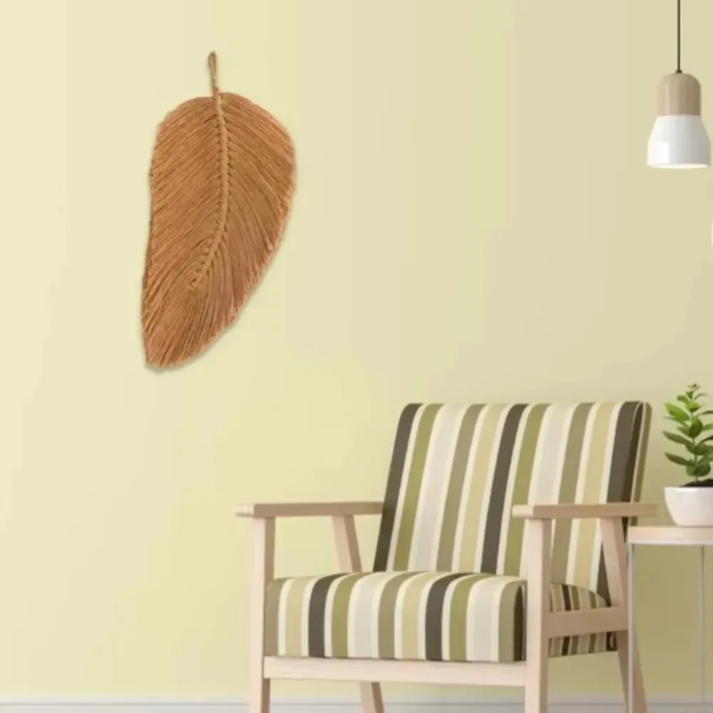 Woven Feather Tapestry Soft Fine Workmanship Cotton Macrame Wall Hanging Feather Boho Chic Nordic Leaf Handmade Home Decoration