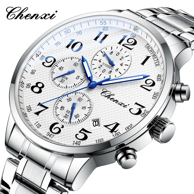 Chenxi 947 novo relógio de quartzo masculino multifuncional moda calendário cronógrafo luminoso à prova dwaterproof água esportes relógios casuais para homem