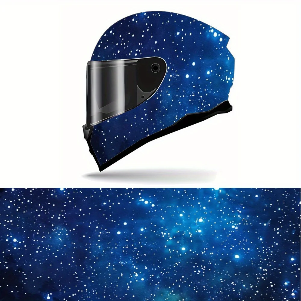 

Синяя крутая наклейка на анфас на шлем Galaxy Design - прочный ПВХ художественный стиль, декоративная наклейка на мотоциклетный гоночный шлем, самоклеящаяся