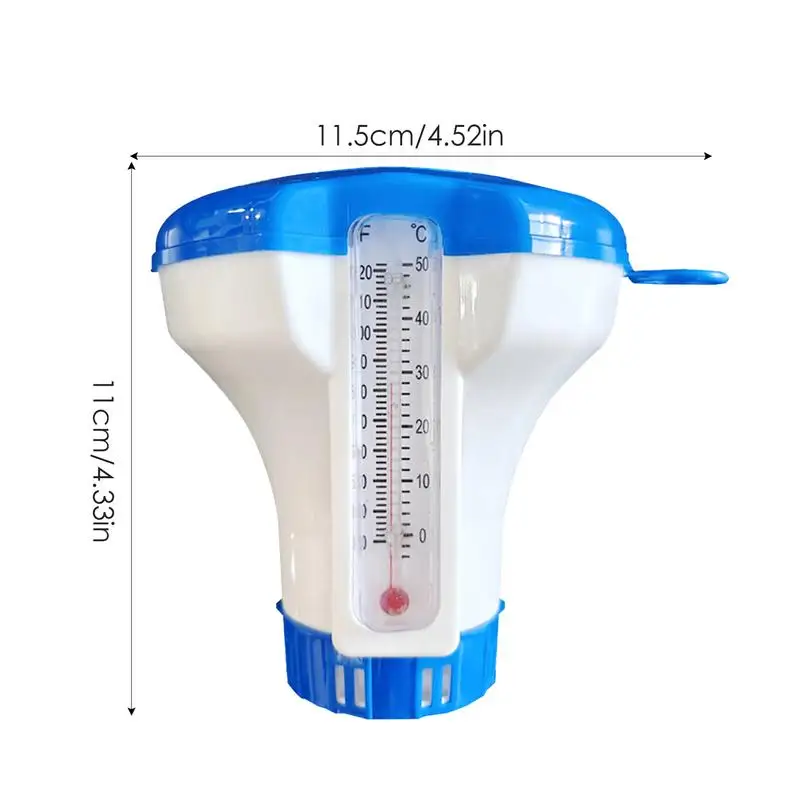 Swimming Pool Floating Chlorine Tablet Dispenser Pool Chlorine Floater Swimming Pool Disinfecting Box With Thermometer