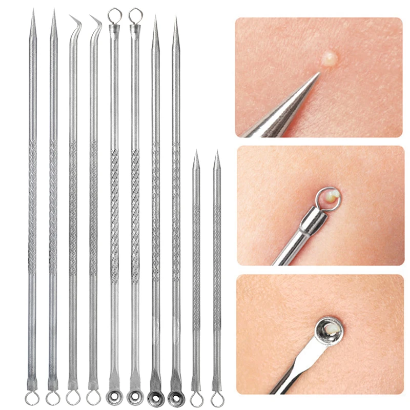 5Pcs Stainless Steel Acne Needle Set Blemish Pimple Squeezing Extractor Professional Tools Spot Cleansing Skin Care Beauty Tools