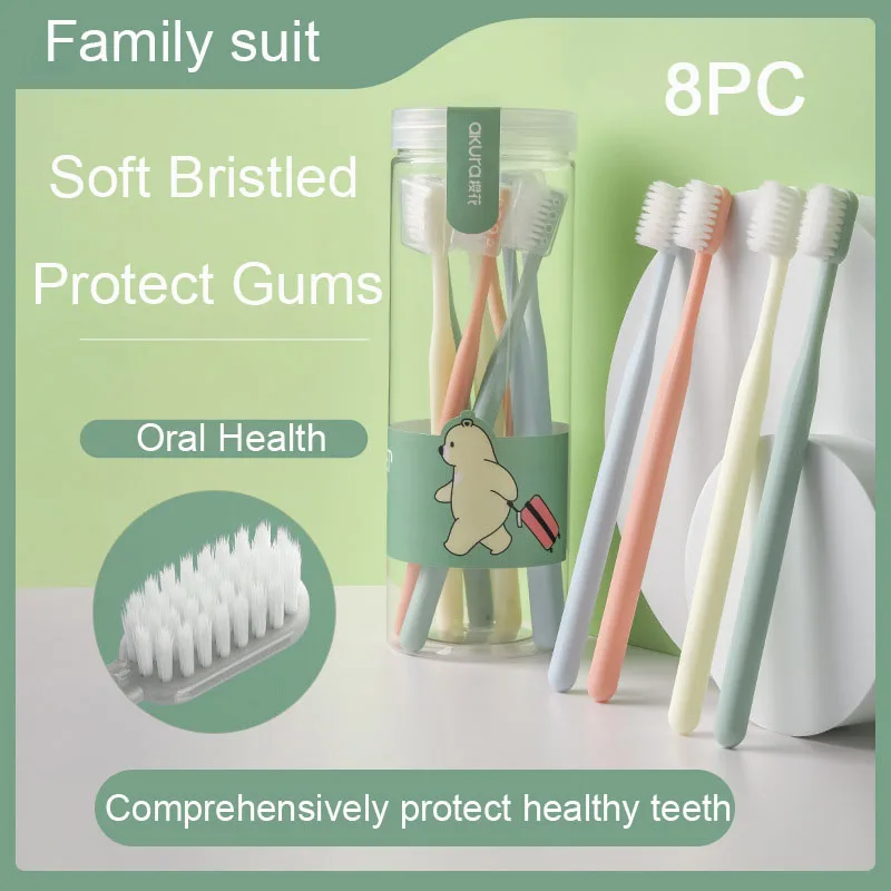 Family Wide Head Toothbrush Adults Children Set Simple Soft Bristled Whitening Toothbrush Deep Cleaning Protect Gums Oral Health