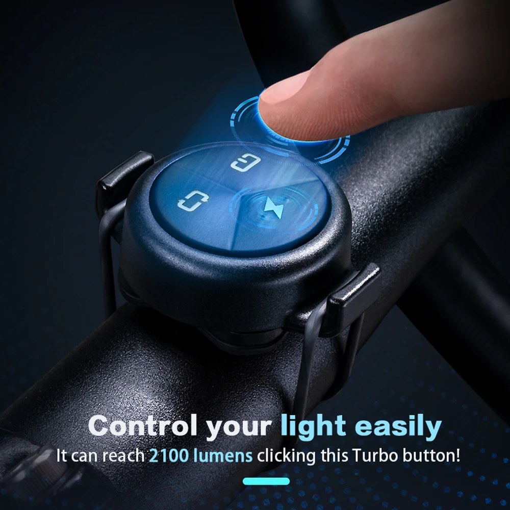 TOWILD DLite 1800 High/Low Beam Switch Smart Bike light Remote Control 5000mAh battery Type-C rechargeable Road MTB Bike Light