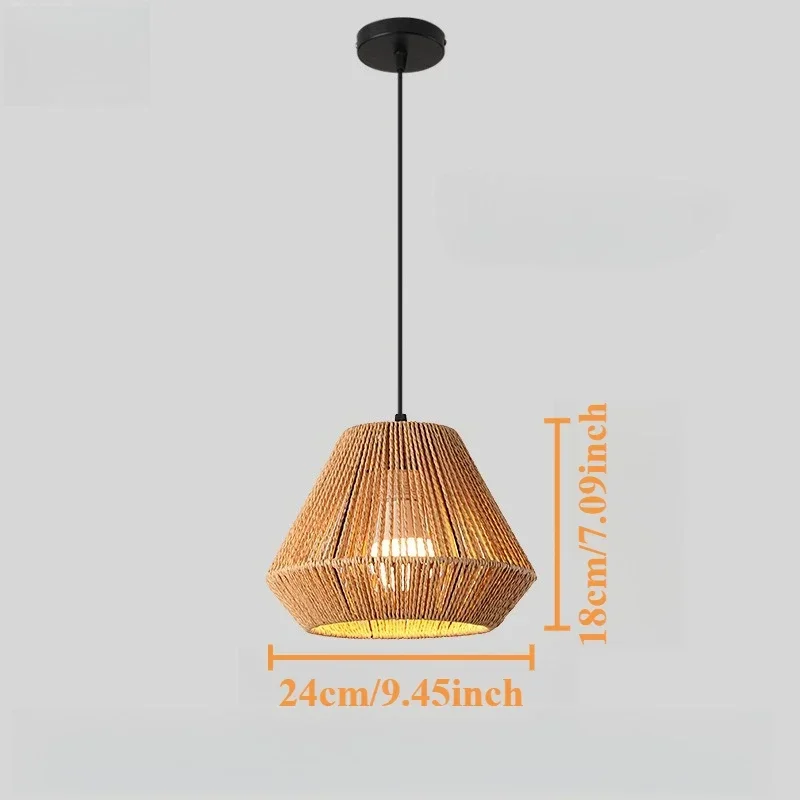 9.64 "Rattan Pendentif Luminaire Mini Rétro Boho Osier Pendentif Lumière E27 Tissé À La Main Bambou Pendentif Lumière Vintage Ferme
