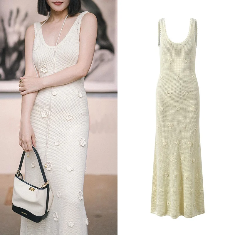 

Ele Summer 2025 Long Svel Dr Gentle Godd Sle Slimming Floral Print Gown for Women Faionable Casual Wear